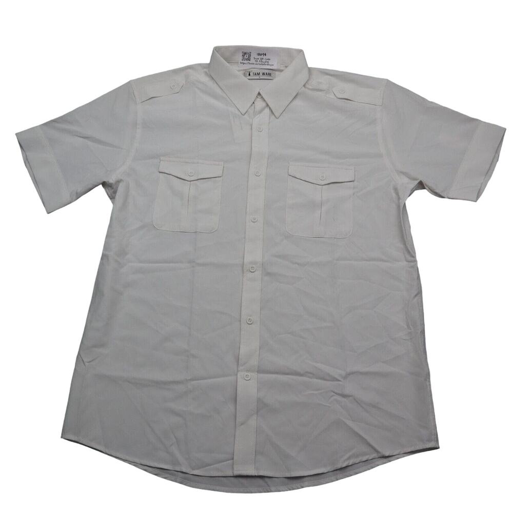 Tam Ware Shirt Mens L White Short Sleeve Pocket Casual Collared Button Up